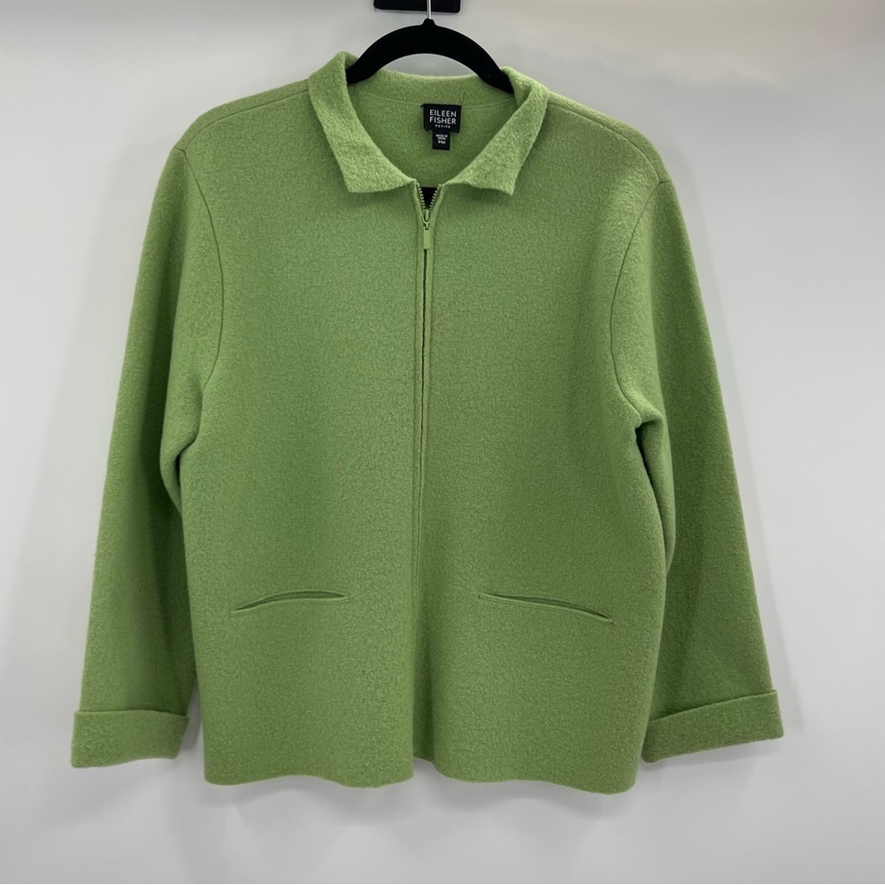Women’s Eileen fisher wool green blazer jacket size petite medium